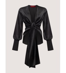 Schwarze Bluse mit Bindebändern von Attire