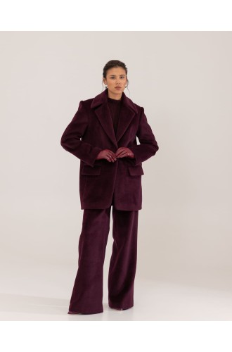 Attire Hose aus Mantelstoff mit Futter und Taschen (Burgunderrot)