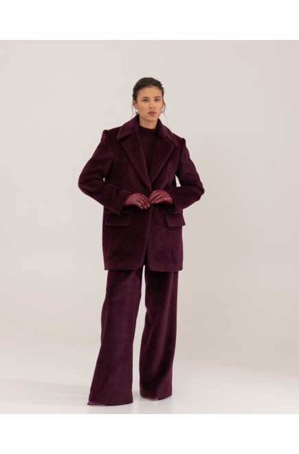 Attire Hose aus Mantelstoff mit Futter und Taschen (Burgunderrot)