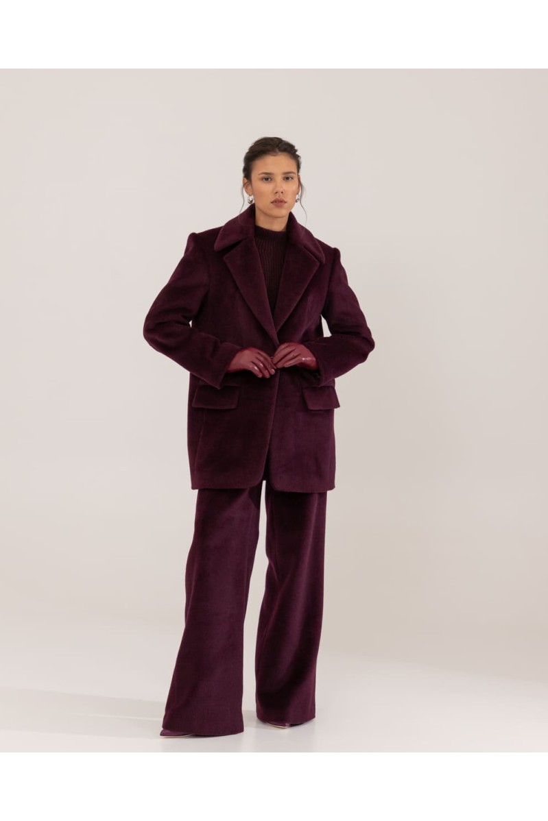 Attire Hose aus Mantelstoff mit Futter und Taschen (Burgunderrot)