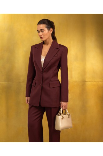 Taillierter Blazer von Attire by Halyna Davydiuk (Burgunderrot)