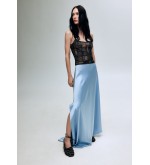 Blaues Seidenkleid mit Rockteil von Bobkova