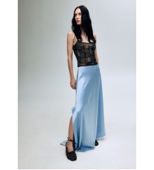 Blaues Seidenkleid mit Rockteil von Bobkova