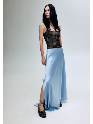 Blaues Seidenkleid mit Rockteil von Bobkova