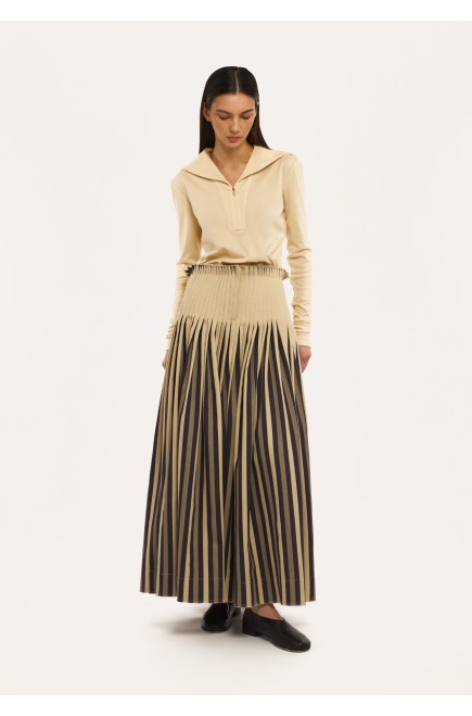 Bobkova Gestreifter Denim-Maxirock