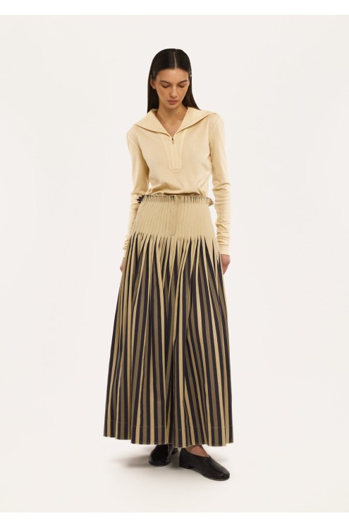 Bobkova Gestreifter Denim-Maxirock