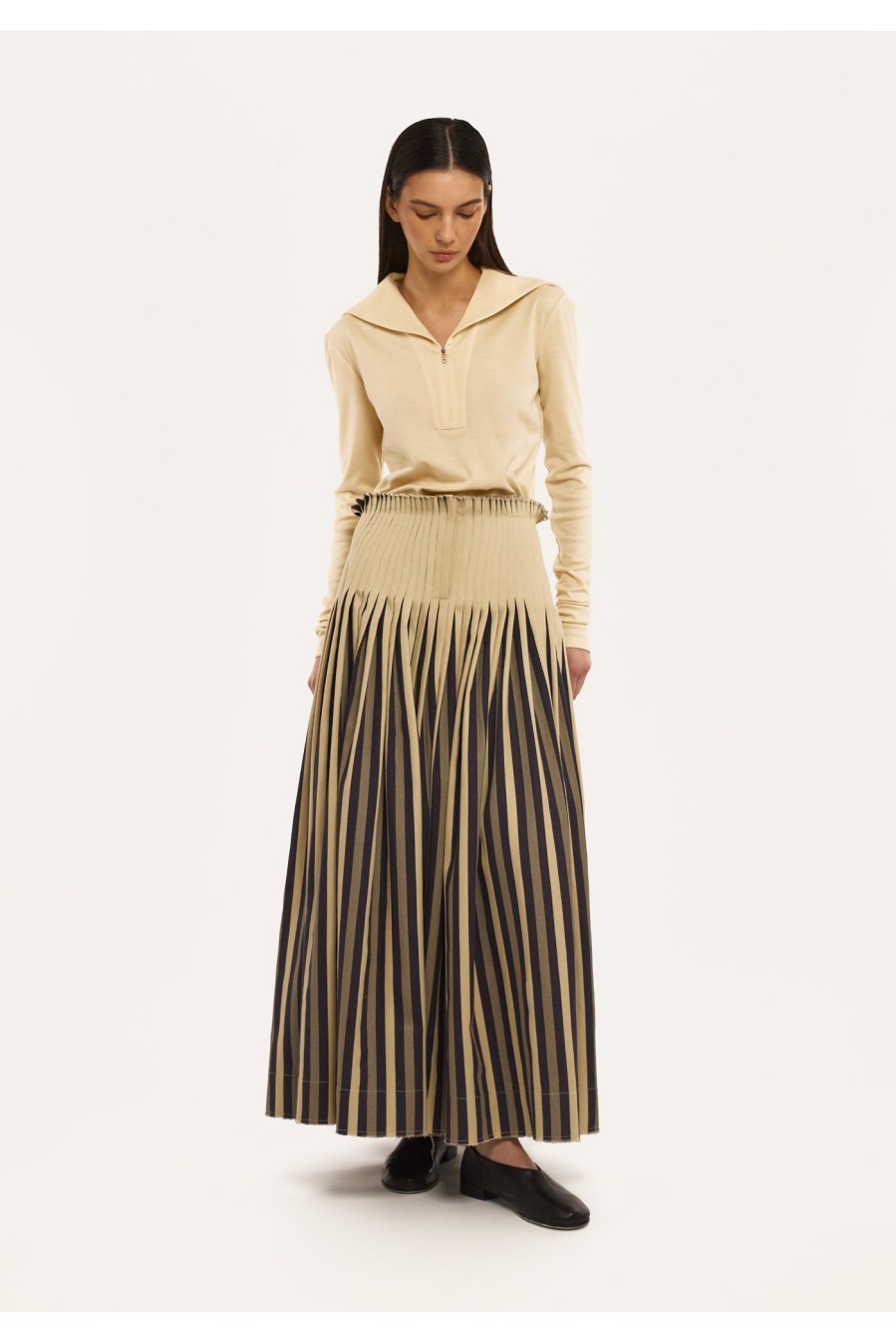 Bobkova Gestreifter Denim-Maxirock