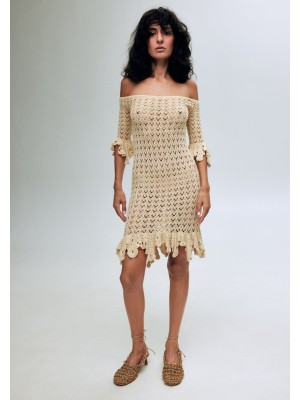 Gehäkeltes Kleid von Bobkova mit handgefertigten Rüschen