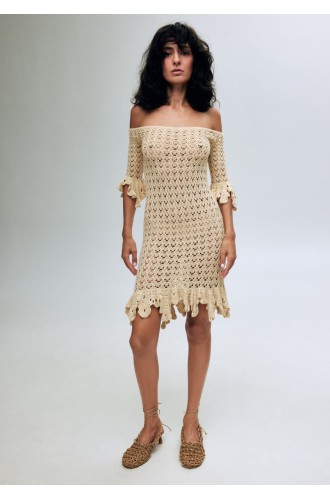 Gehäkeltes Kleid von Bobkova mit handgefertigten Rüschen