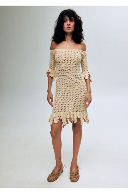 Gehäkeltes Kleid von Bobkova mit handgefertigten Rüschen