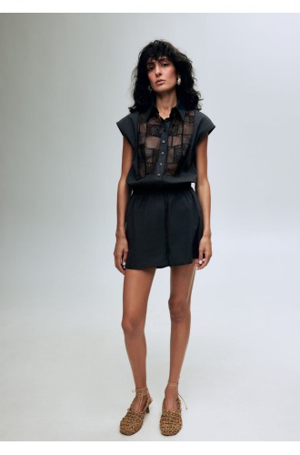 Bobkova Schwarzer Patchwork-Jumpsuit