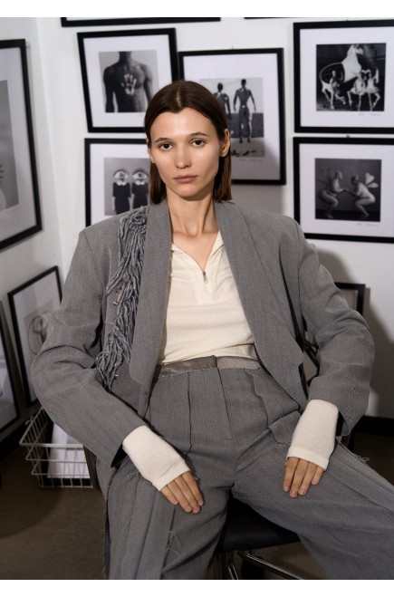 Bobkova Hose mit offenen Kanten (Hellgraue)