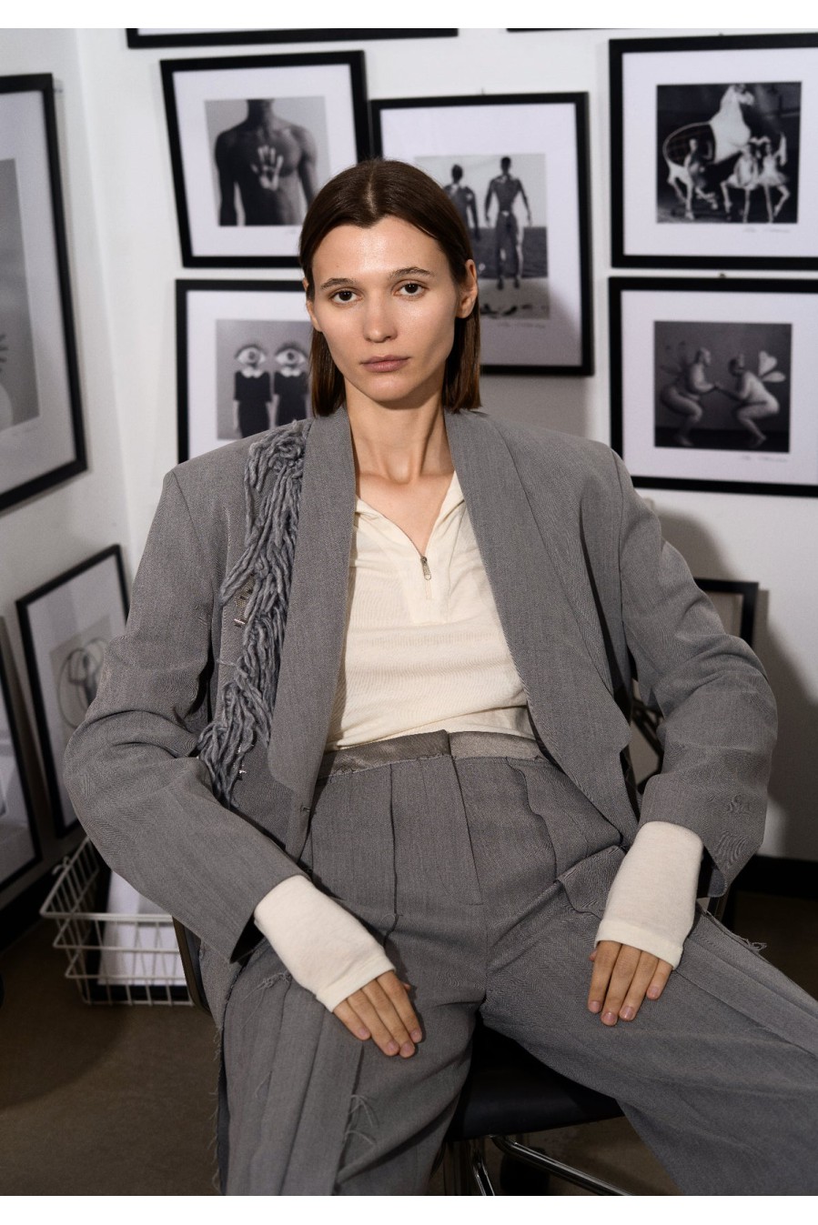 Bobkova Hose mit offenen Kanten (Hellgraue)