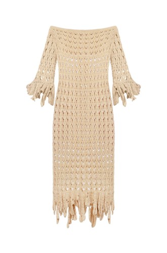 Gehäkeltes Kleid von Bobkova mit handgefertigten Rüschen