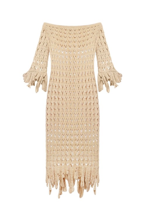 Gehäkeltes Kleid von Bobkova mit handgefertigten Rüschen