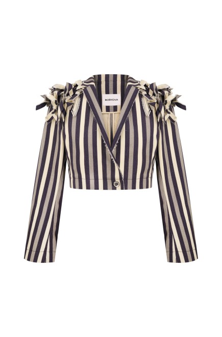 Bobkova Gestreifte Crop-Jacke