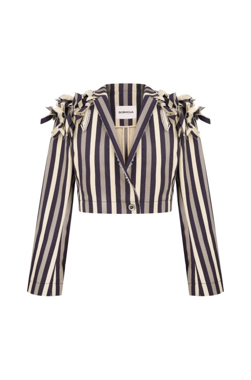 Bobkova Gestreifte Crop-Jacke