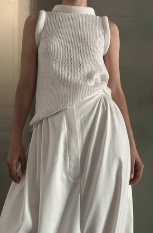 Weißes Stricktop aus Seide