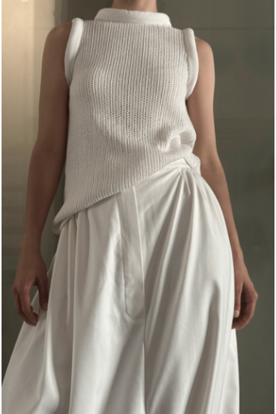 Weißes Stricktop aus Seide