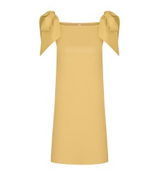 Bobkova Gelbes Seiden-Minikleid mit Schleifen