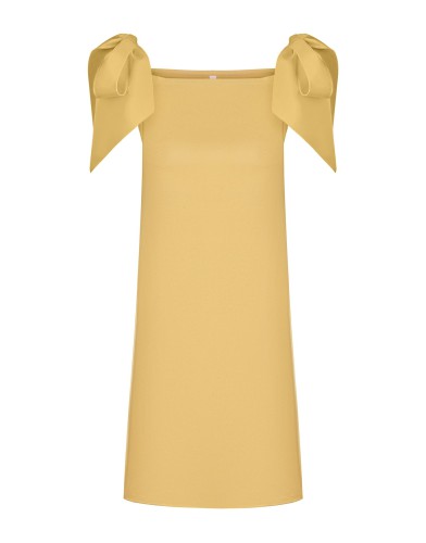Bobkova Gelbes Seiden-Minikleid mit Schleifen