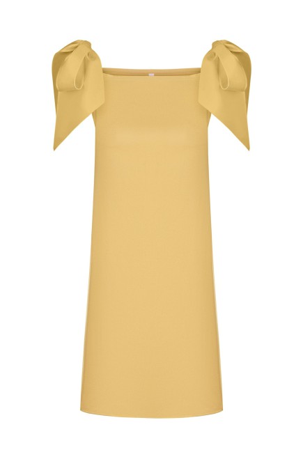 Bobkova Gelbes Seiden-Minikleid mit Schleifen