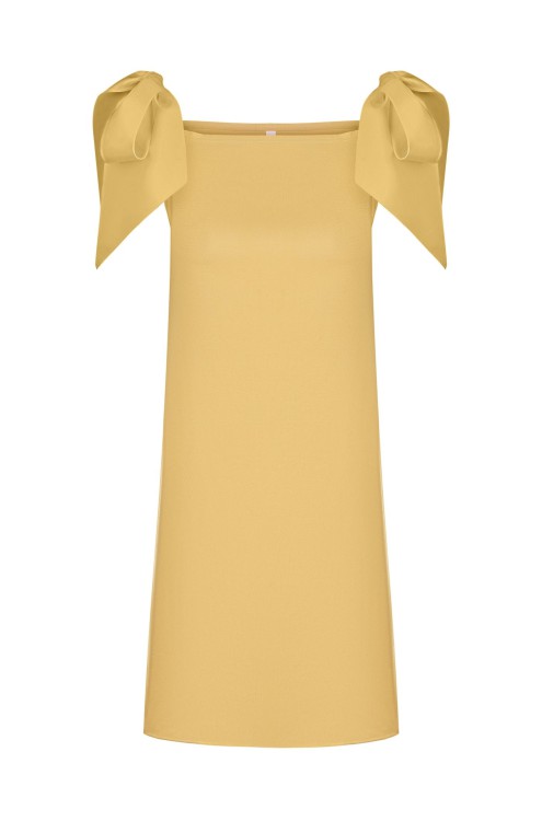 Bobkova Gelbes Seiden-Minikleid mit Schleifen