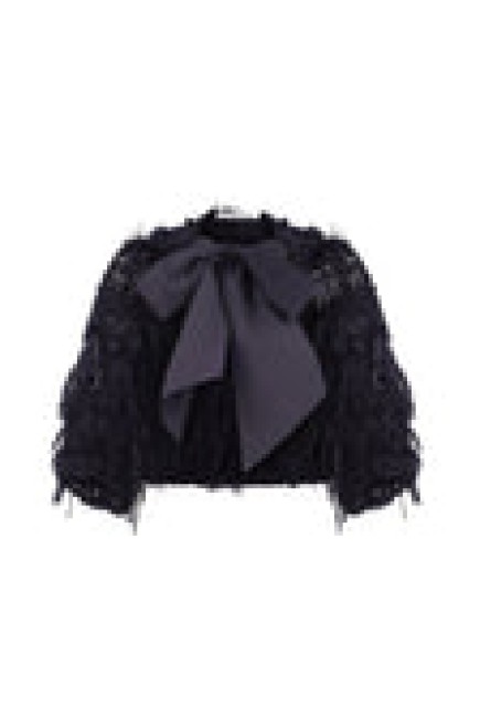 Bobkova Handgefertigtes schwarzes Strickbolero