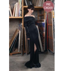 Bobkova Long Silk Dress with Bare Shoulders