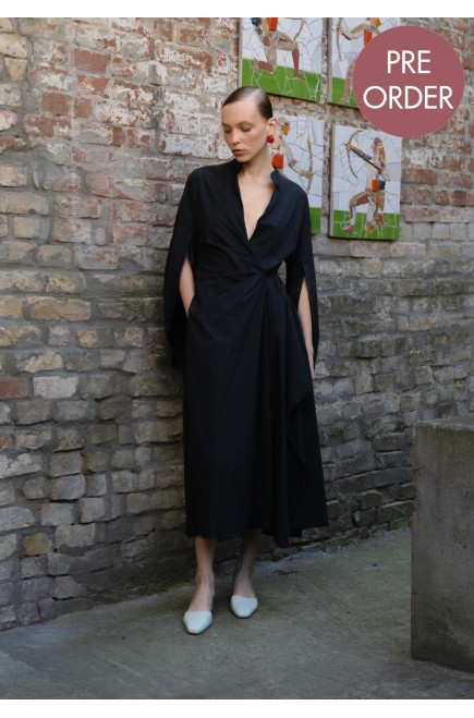 Bobkova Asymmetrisches Wickel-Hemdblusenkleid