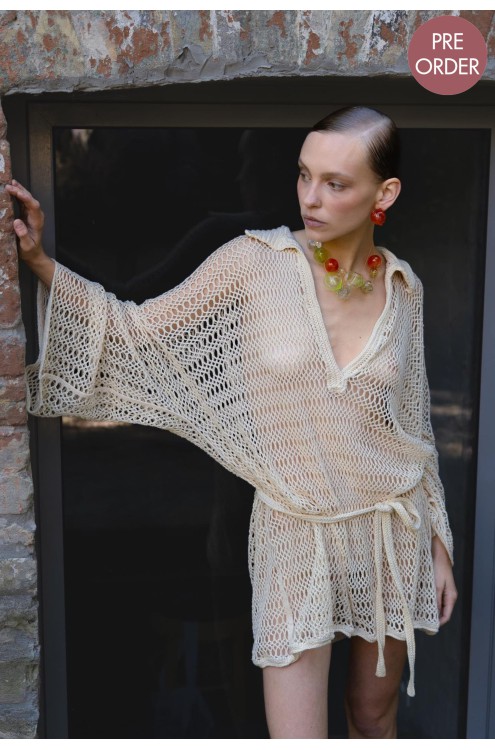 Bobkova Mesh-Minikleid mit Gürtel