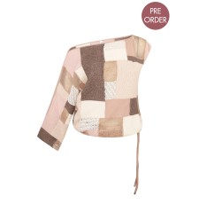 Bobkova Patchwork Upcycling Strickpullover mit Einem Ärmel