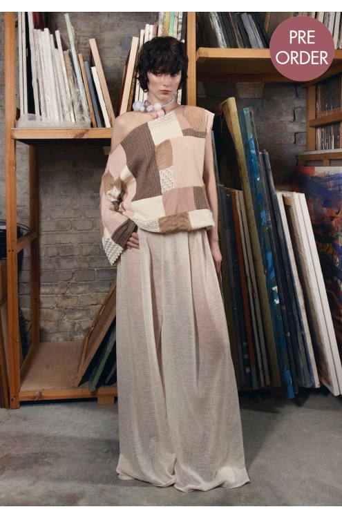 Bobkova Patchwork Upcycling Strickpullover mit Einem Ärmel