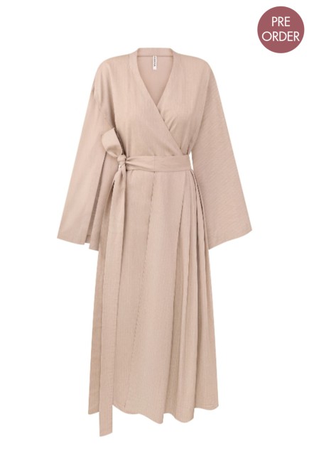 Bobkova Gestreiftes Wickel-Hemdblusenkleid