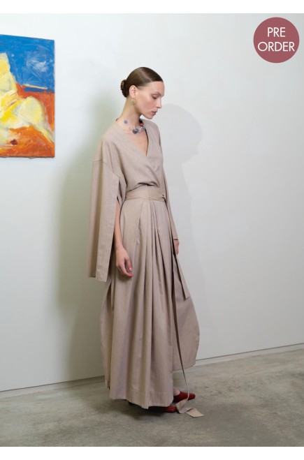 Bobkova Gestreiftes Wickel-Hemdblusenkleid