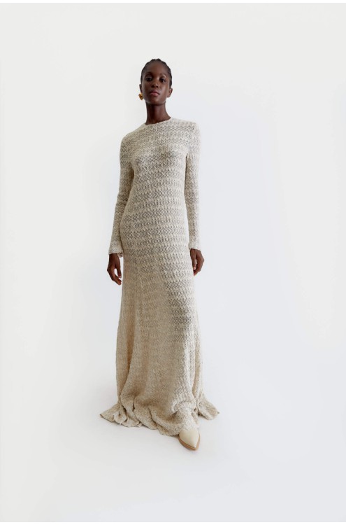 Bobkova Leinen-Maxikleid mit Spitze