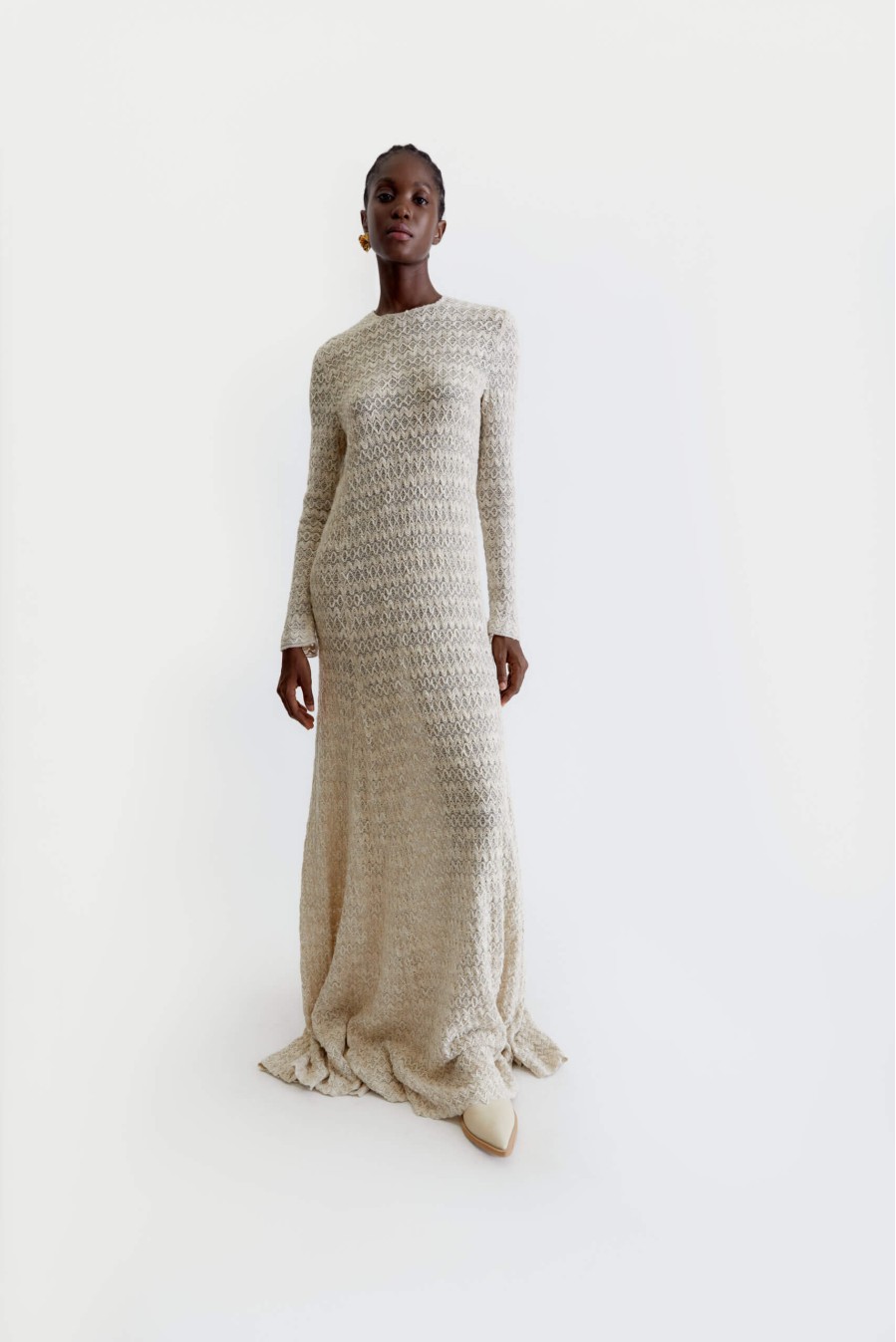 Bobkova Leinen-Maxikleid mit Spitze