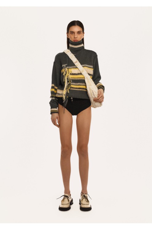 Bobkova Gestreifter Handgestrickter Pullover