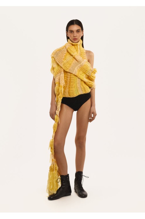 Bobkova Gelber Handgestrickter Schal