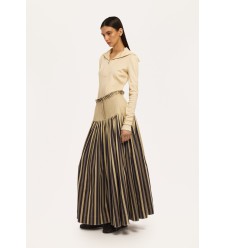 Bobkova Gestreifter Denim-Maxirock