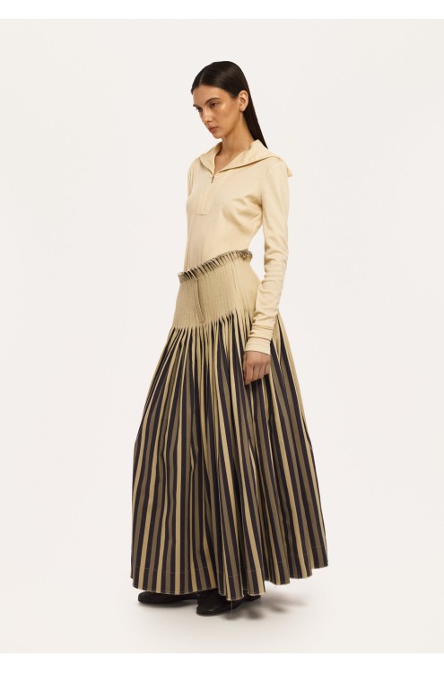 Bobkova Gestreifter Denim-Maxirock