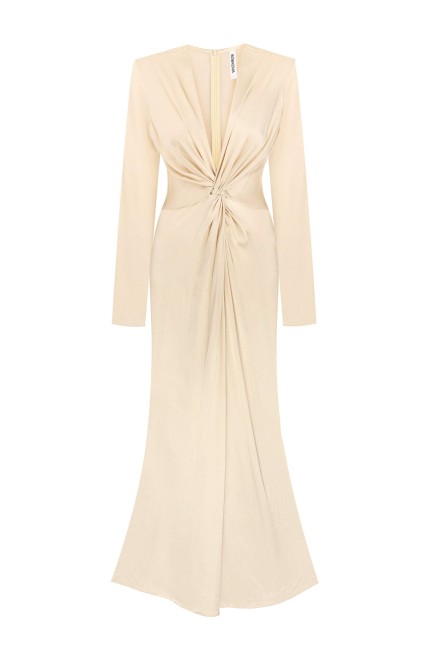 Bobkova Twisted Knot Nude Maxi Dress