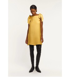 Bobkova Gelbes Seiden-Minikleid mit Schleifen