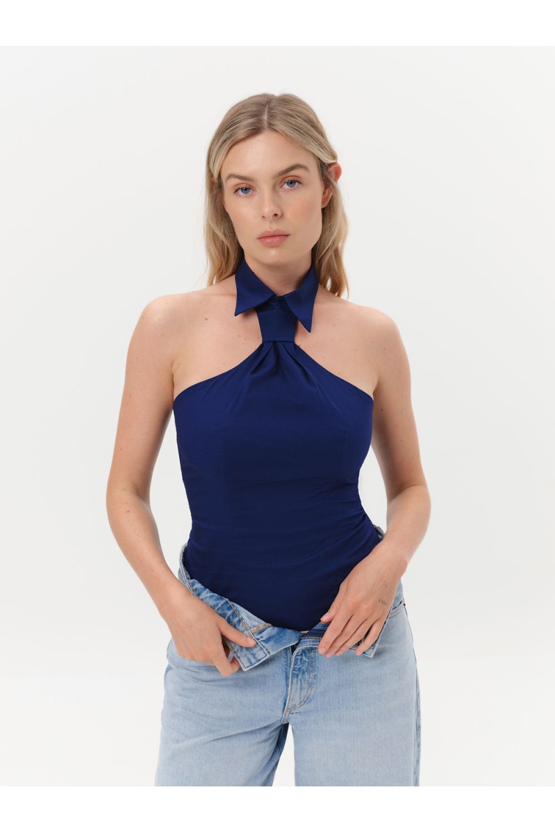 Dar Ann TIE Top in Dunkelblau