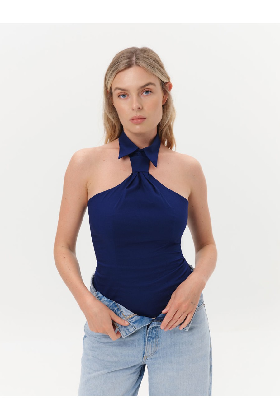 Dar Ann TIE Top in Dunkelblau