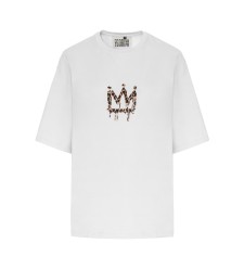 T-Shirt mit Kronenprint (Ivory - Elfenbein)