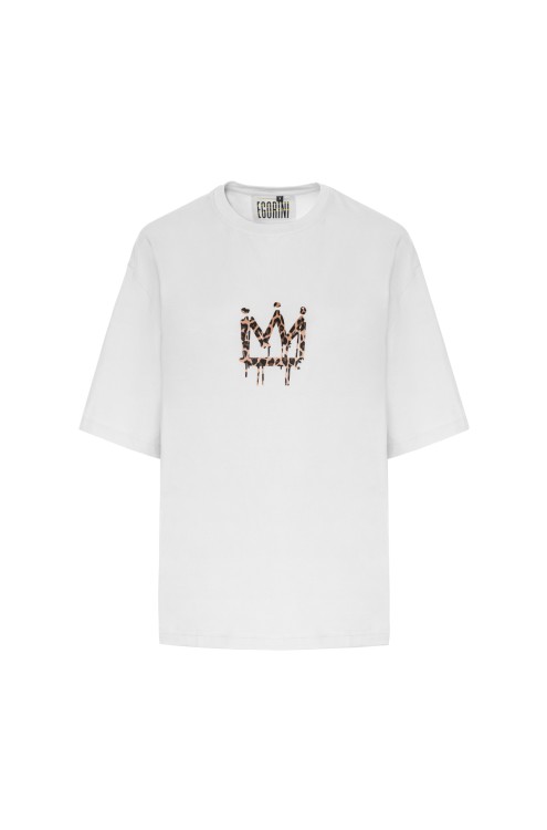 T-Shirt mit Kronenprint (Ivory - Elfenbein)