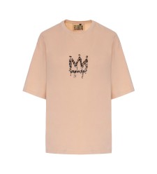 T-Shirt mit Kronenprint (Beige)
