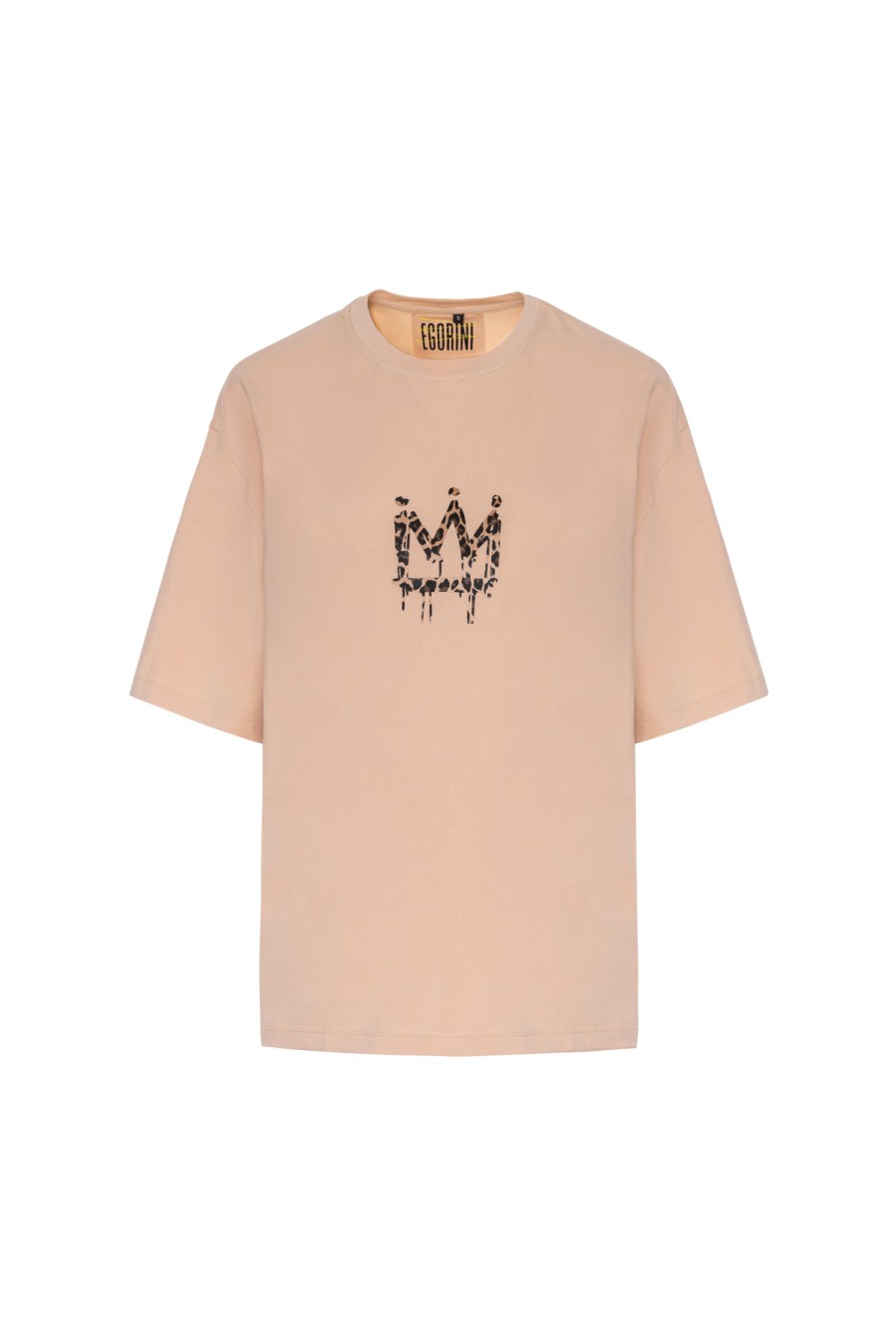 T-Shirt mit Kronenprint (Beige)