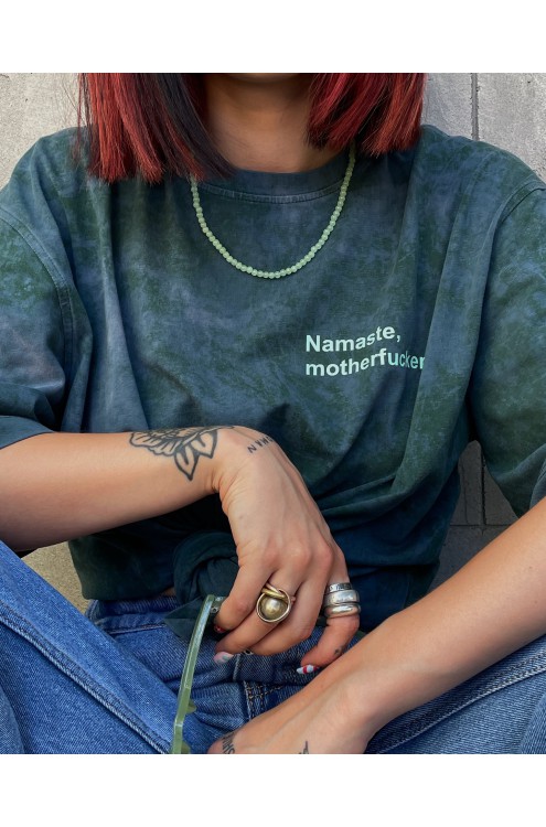 EGORINI T-Shirt Namaste mit Färbeeffekt (Dunkelgrün)
